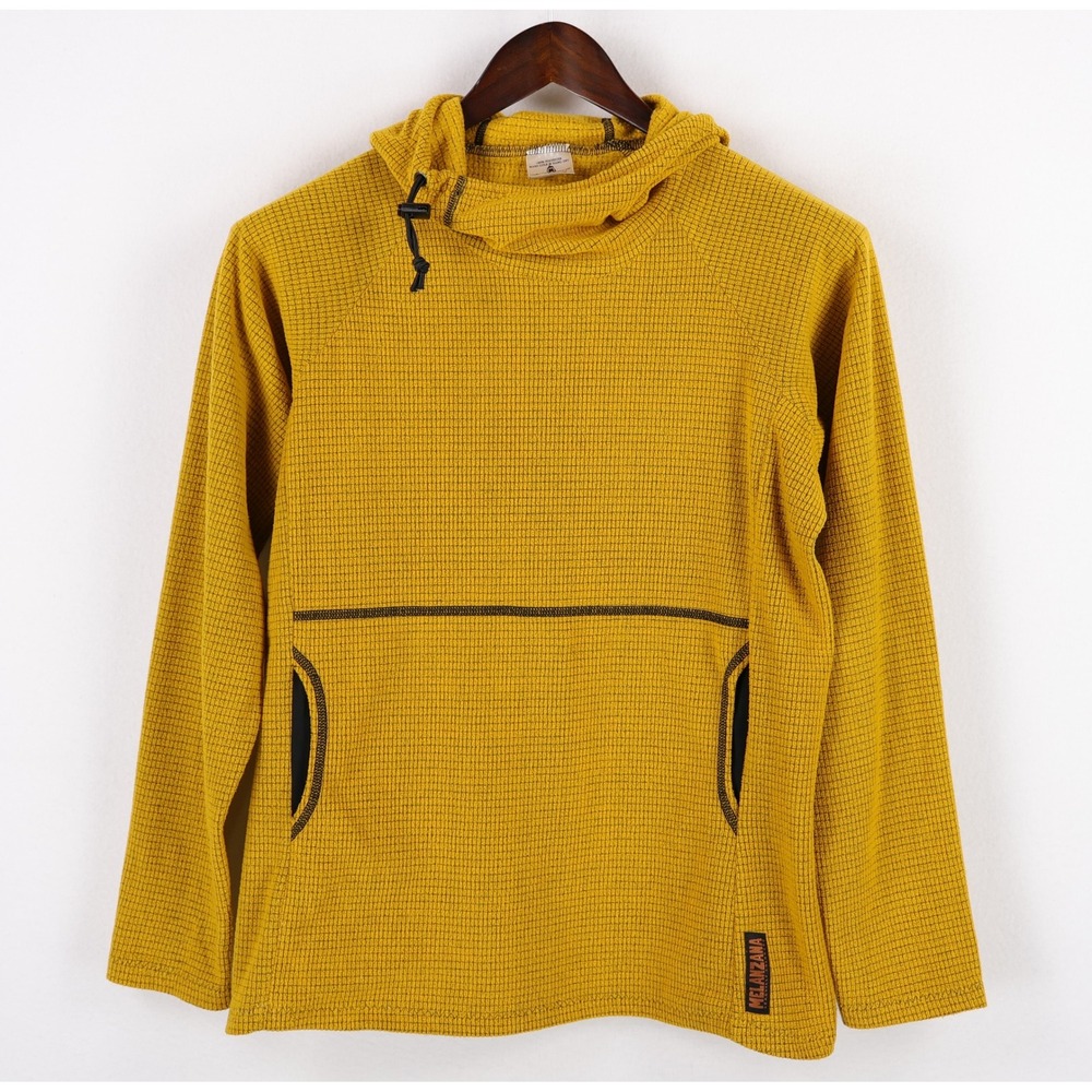 Melanzana Microgrid Hoodie Womens Medium Yellow Sunflower Fleece Pullover